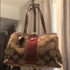 COACH Satchel Bag F19190/SVA9H/1 Khaki/Berry